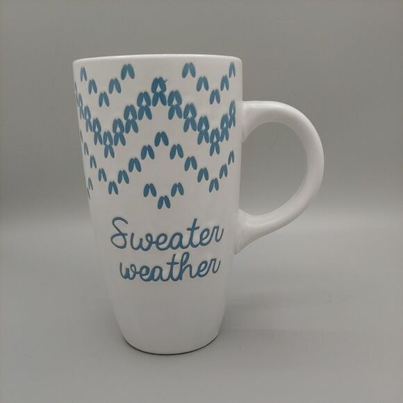 Kohls St Nicholas Square Sweater Weather Tall Mug 24 oz White Blue - Picture 1 of 7